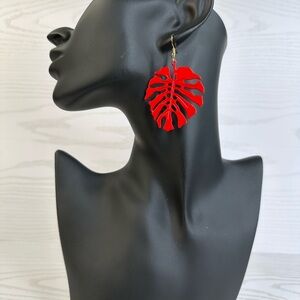 New  Red Leaf Earrings